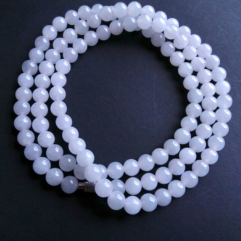 J723 冰種淡紫玉珠項鍊 (7mm直徑)