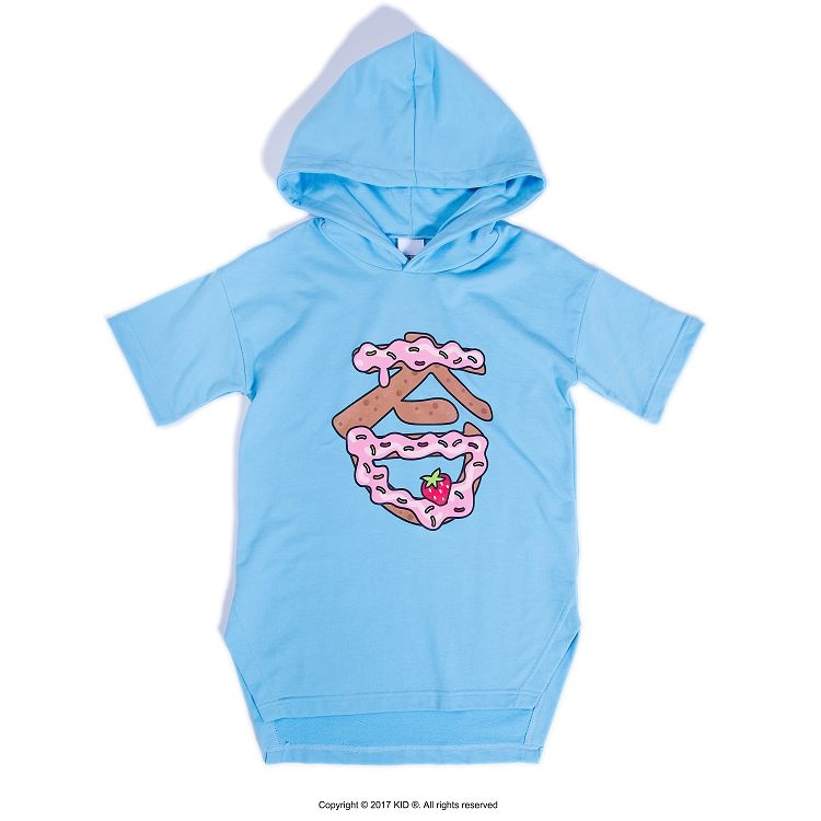 KID ® 甜甜圈短袖連帽T 粉藍