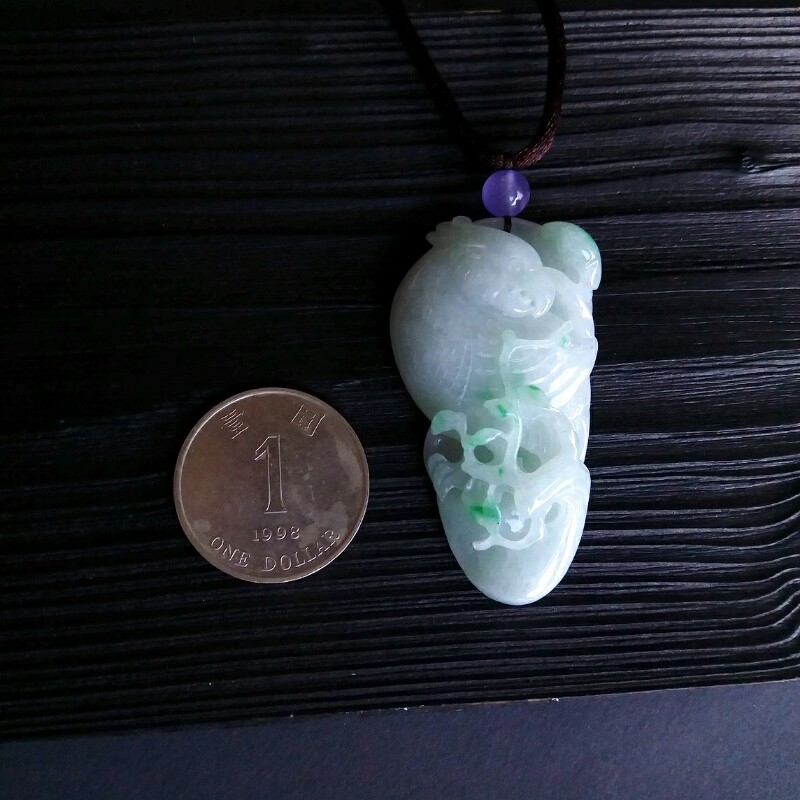 J633 冰糯飄綠喜上眉梢吊墜