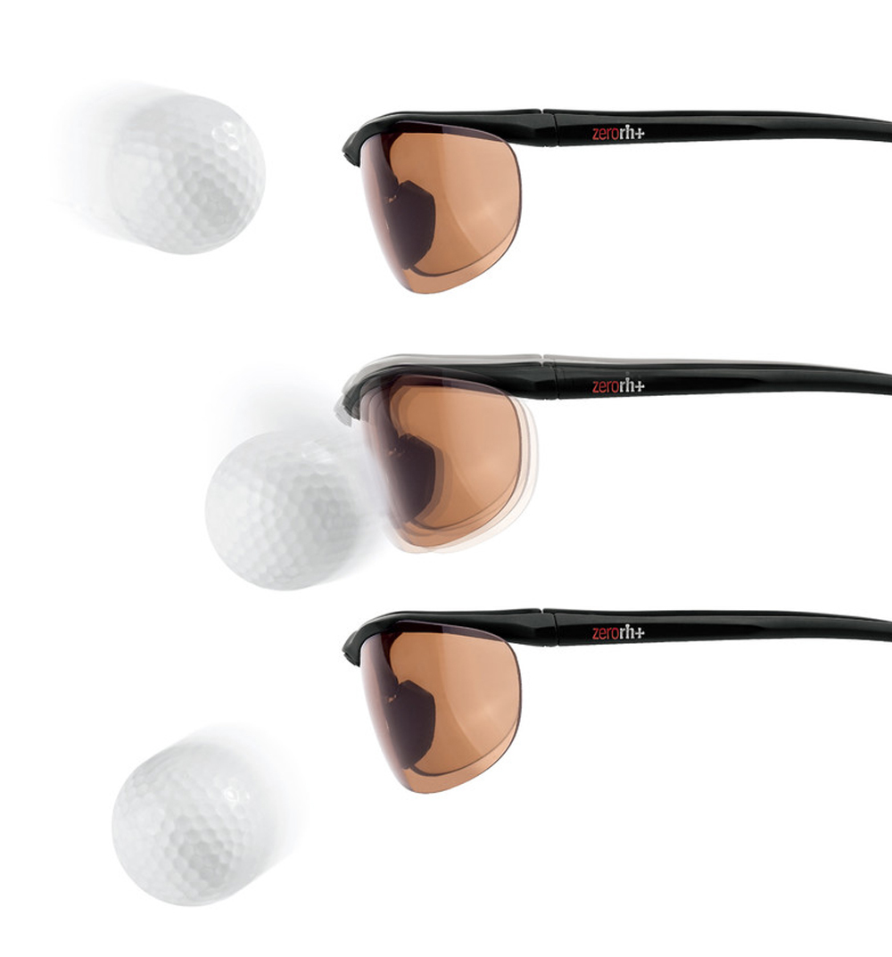 高爾夫球防撞測試證明zerorh偏光防爆運動太陽眼鏡是可承受外力撞擊不會破裂非常安全的眼鏡