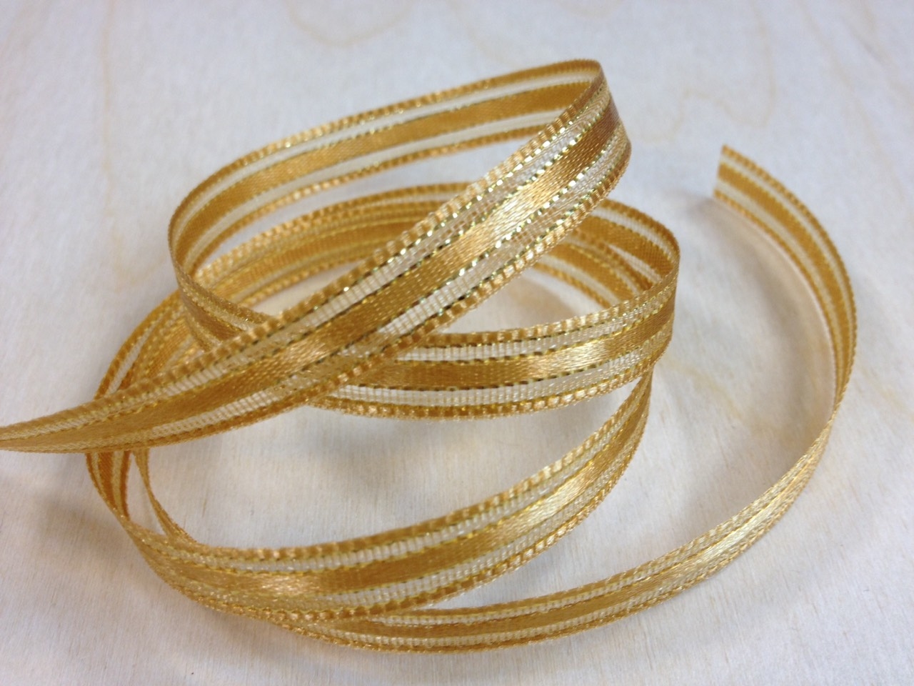 金邊細橫條緞帶/8mm