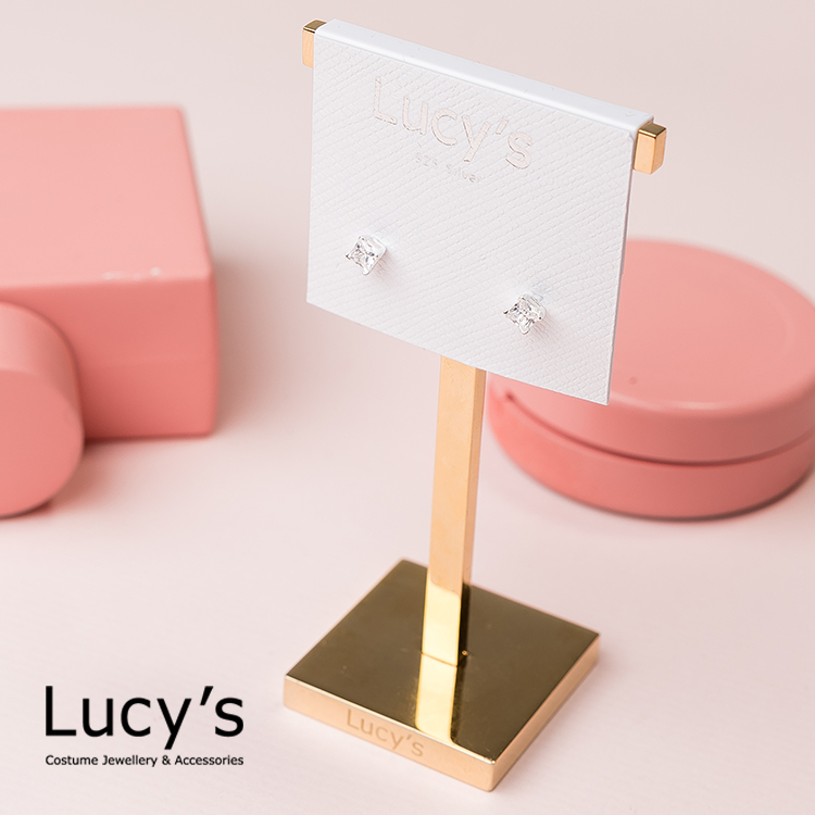 925純銀 簡約方鑽耳環-0.4cm (23210)