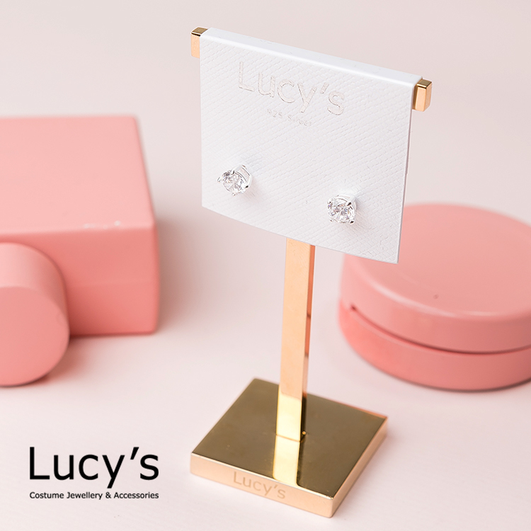 925純銀 氣質簡約單鑽鋯石耳環-0.5cm(23219)