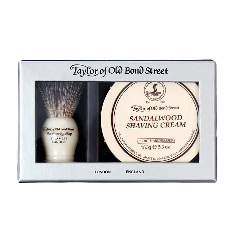 英國 Taylor of Old Bond Street 獾毛刮鬍刷 & 經典檀香刮鬍膏（禮盒）