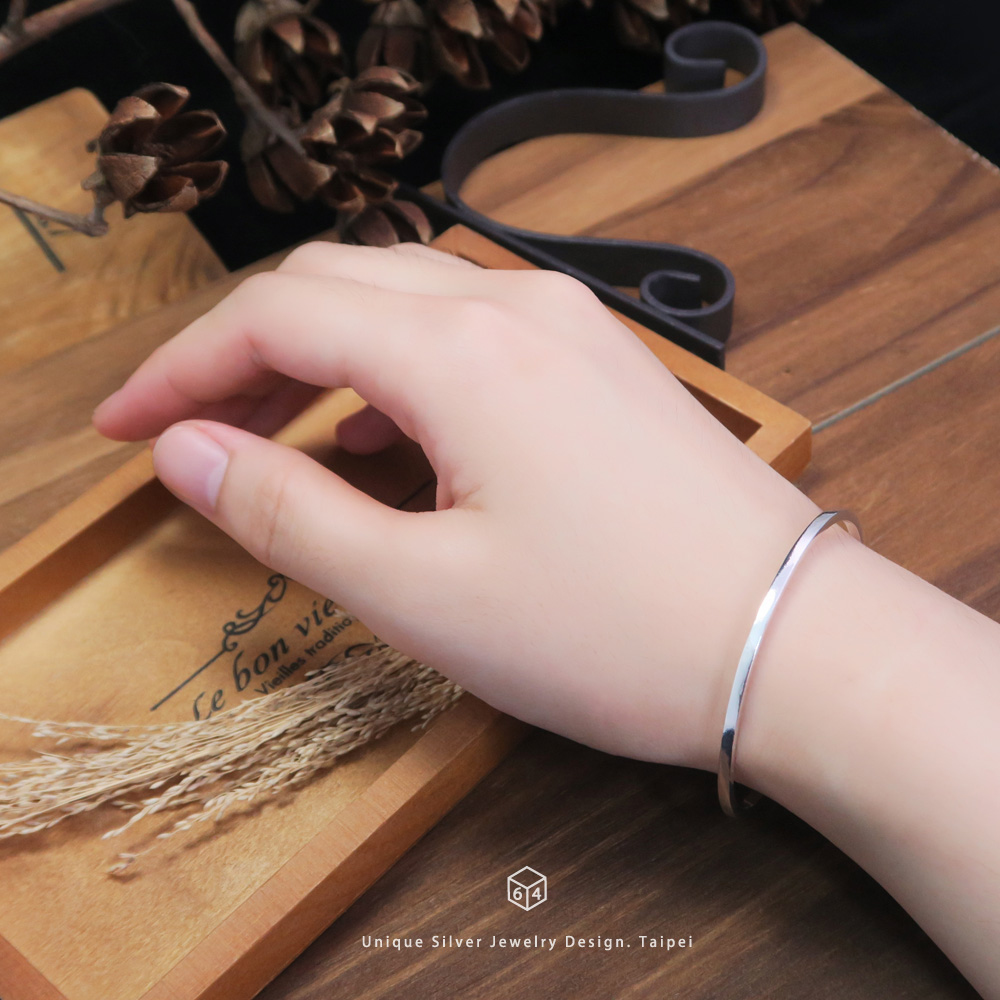 手環/手鐲 地平線彼端 清新方線 純銀C型手環-64DESIGN