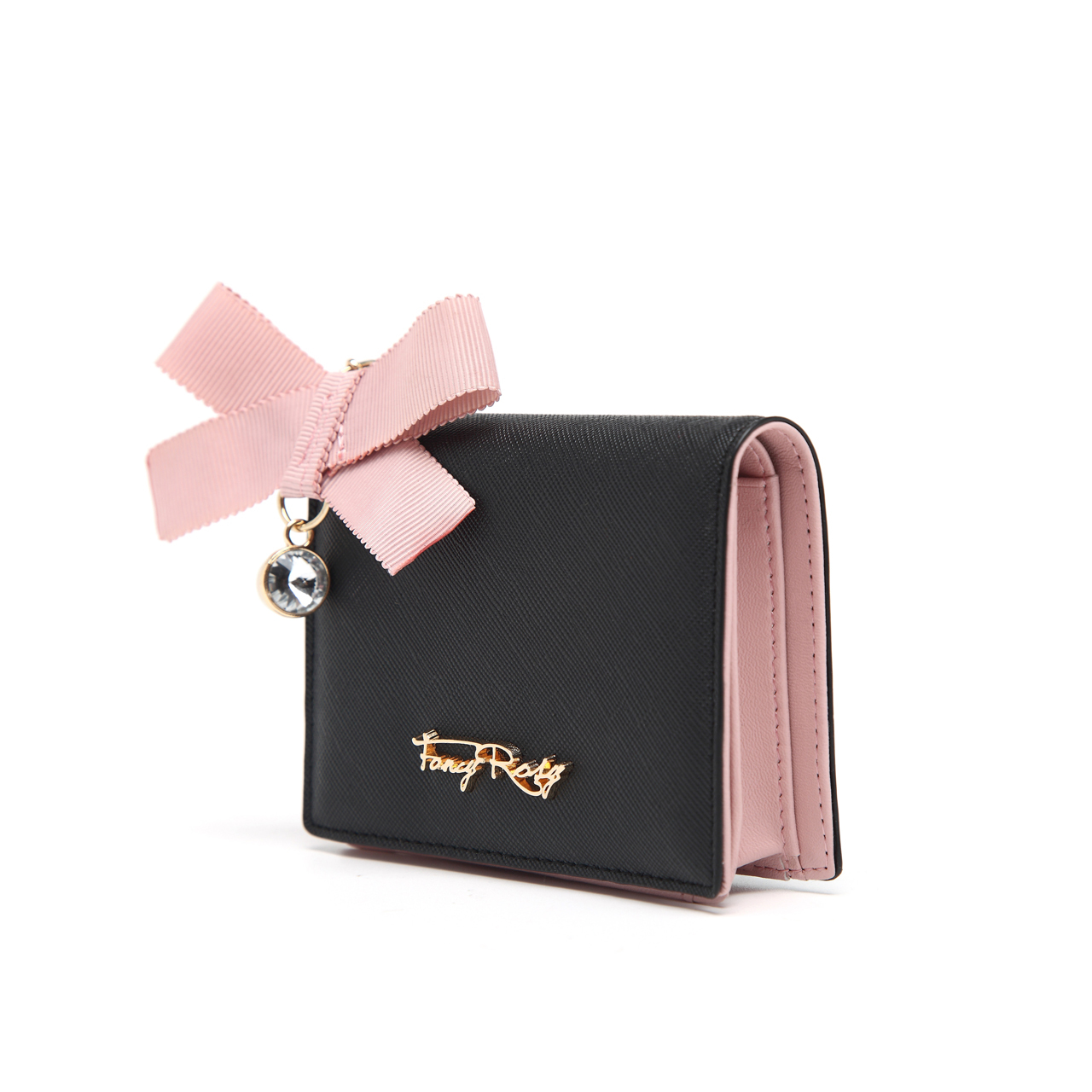 Fancy Ribbon Bow Bow Rhinestones Fold Wallet