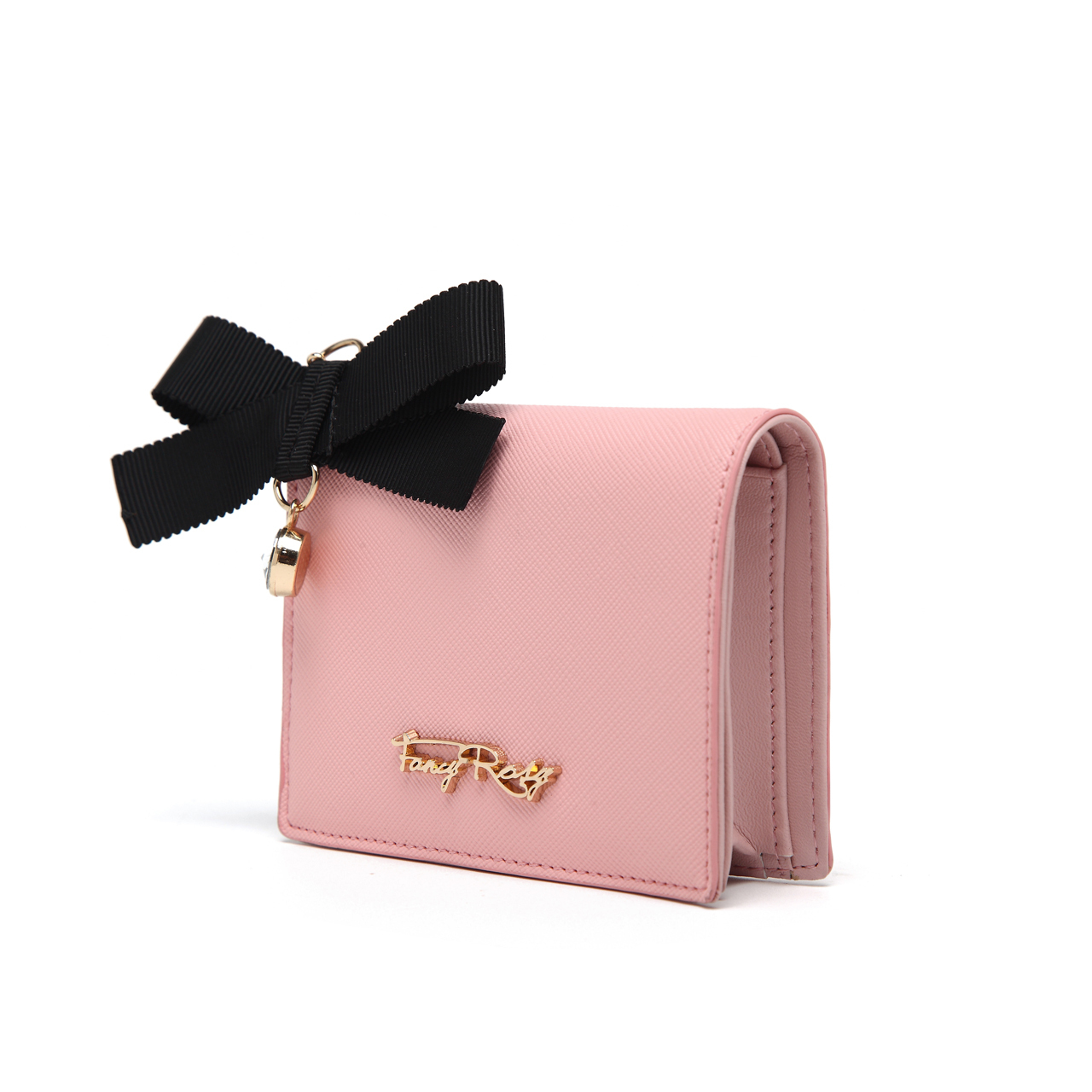 Fancy Ribbon Bow Bow Rhinestones Fold Wallet