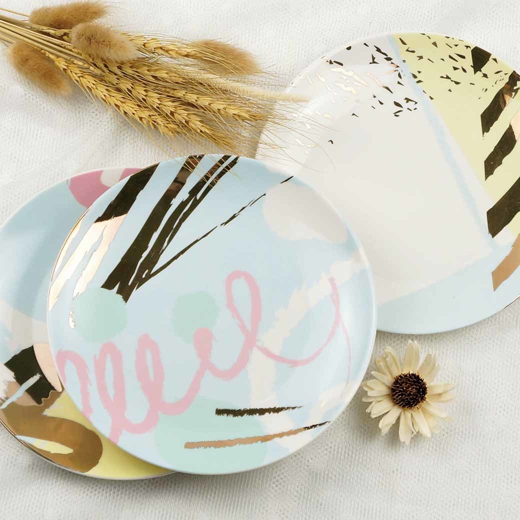 Lady Chic撞色描金8吋點心盤