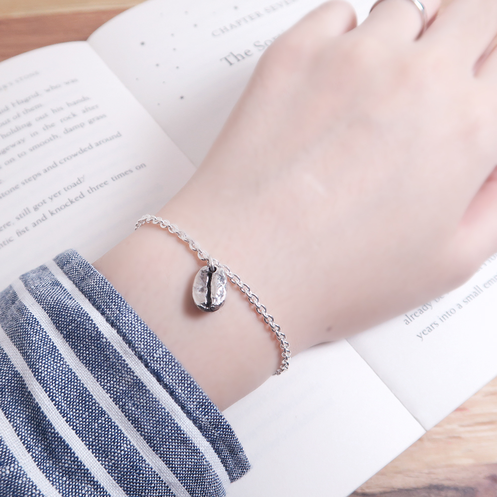 限量絕版設計 深焙咖啡豆手鍊〈復古黑〉阿拉比卡原豆系列 925純銀手鍊