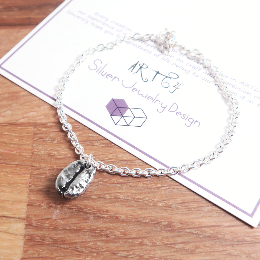 限量絕版設計 深焙咖啡豆手鍊〈復古黑〉阿拉比卡原豆系列 925純銀手鍊