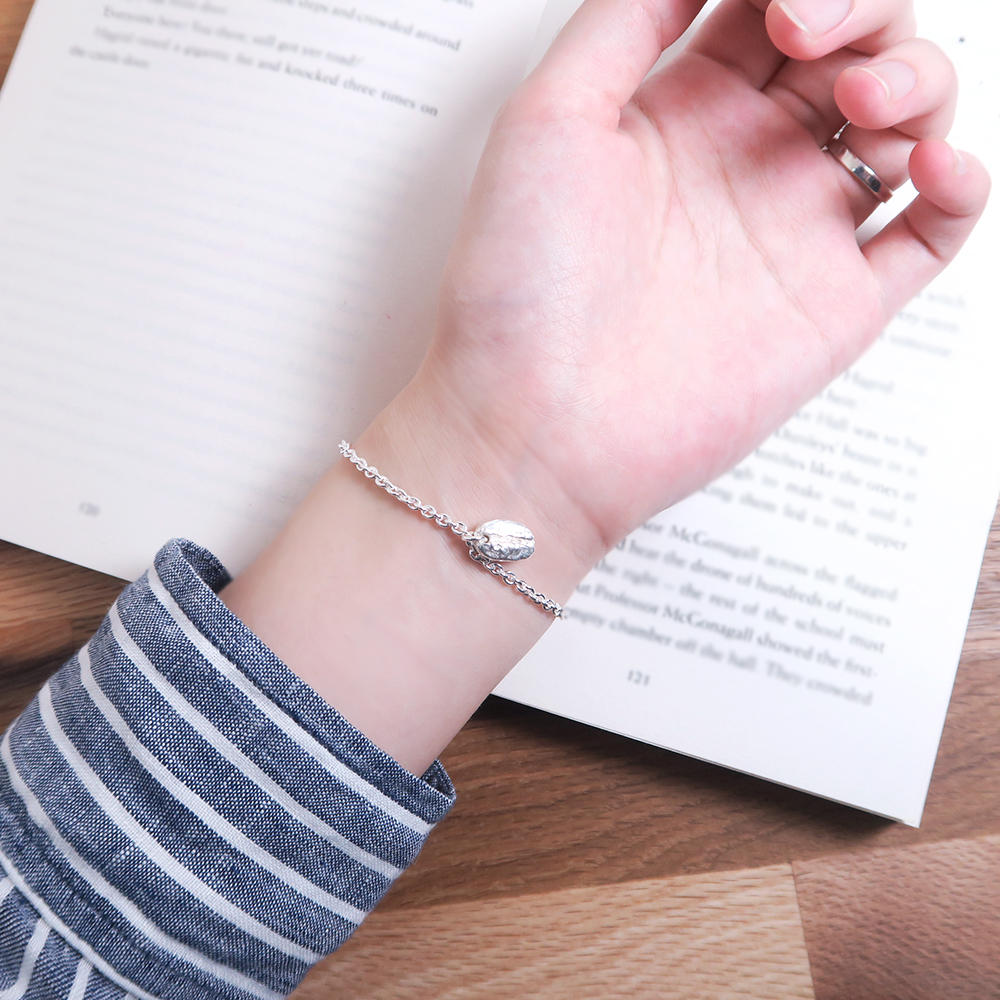 限量絕版設計 淺焙咖啡豆手鍊〈銀白款〉阿拉比卡原豆系列 925純銀手鍊