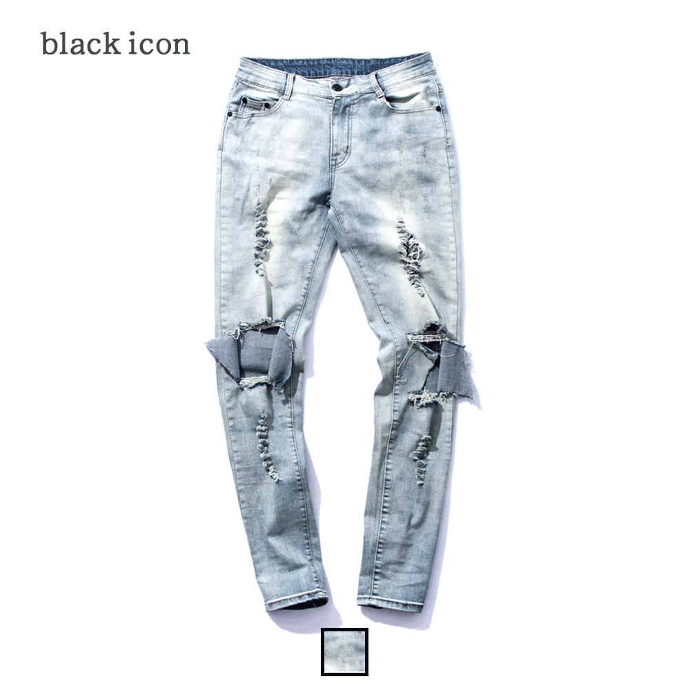 black icon｜大破壞 水洗刷色牛仔褲 歐美品質 K07