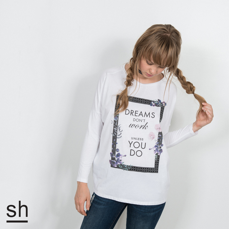 【SH】DREAM DON’T WORK UNLESS YOU DO薄長袖上衣