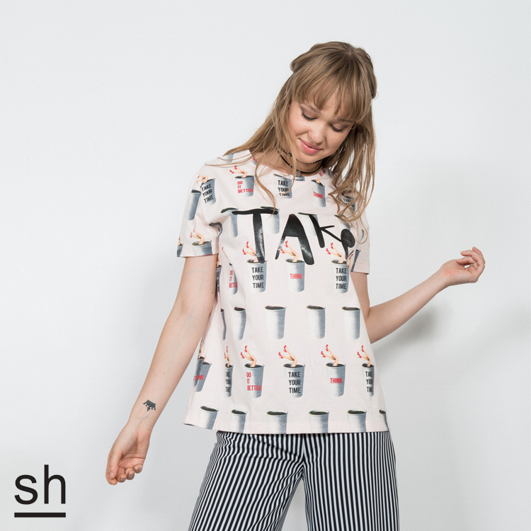 【SH】泡美女滿版印花短袖T恤