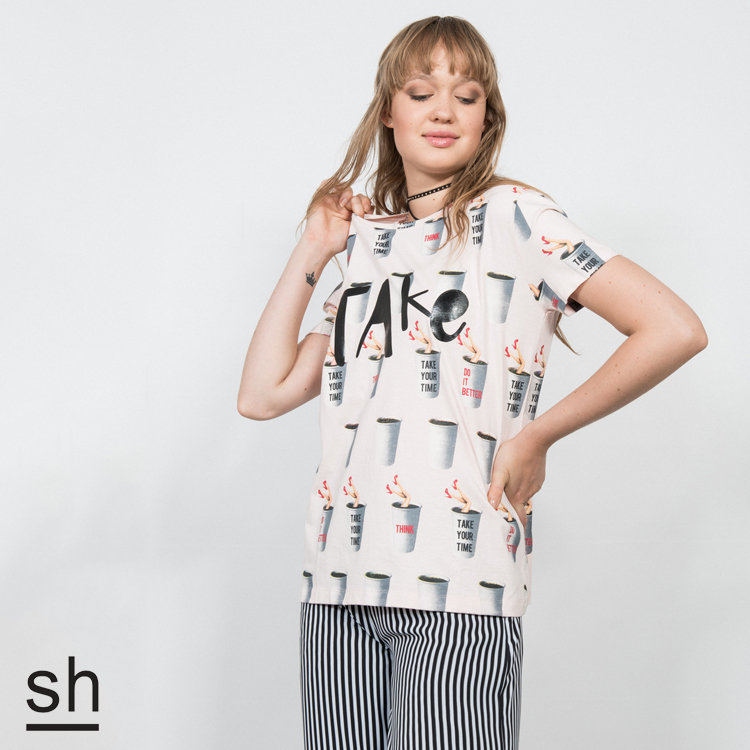 【SH】泡美女滿版印花短袖T恤