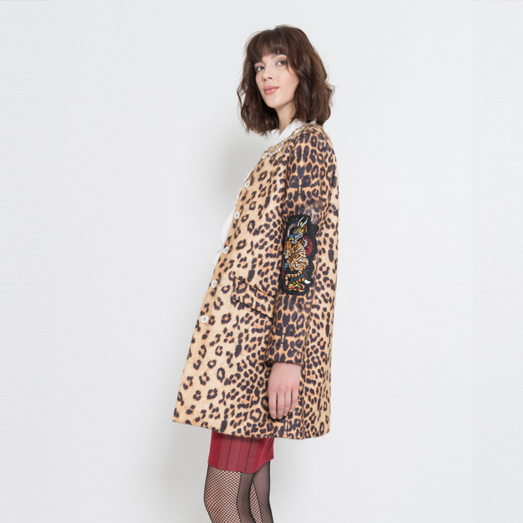 【Silvian Heach】豹紋徽章大衣