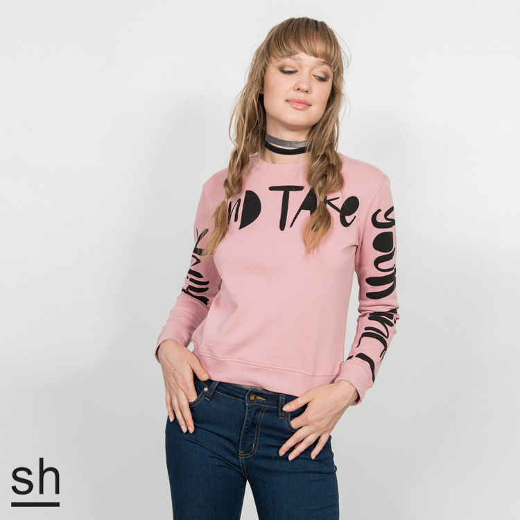 【SH】胸臂膠字YOUR THINK AND TAKE大學T