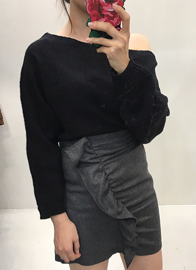 [現貨]側花瓣合身裙(灰色)