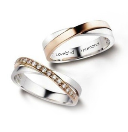 18K白金/玫瑰金天然鑽石結婚戒指