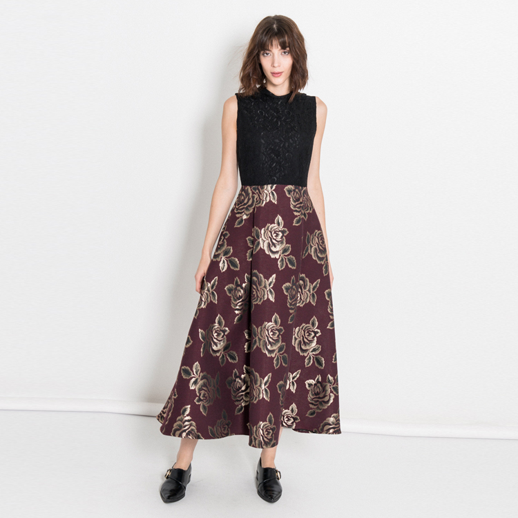 【Silvian Heach】緹花無袖長洋裝