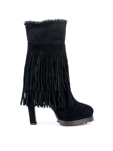 fringe high heel boots
