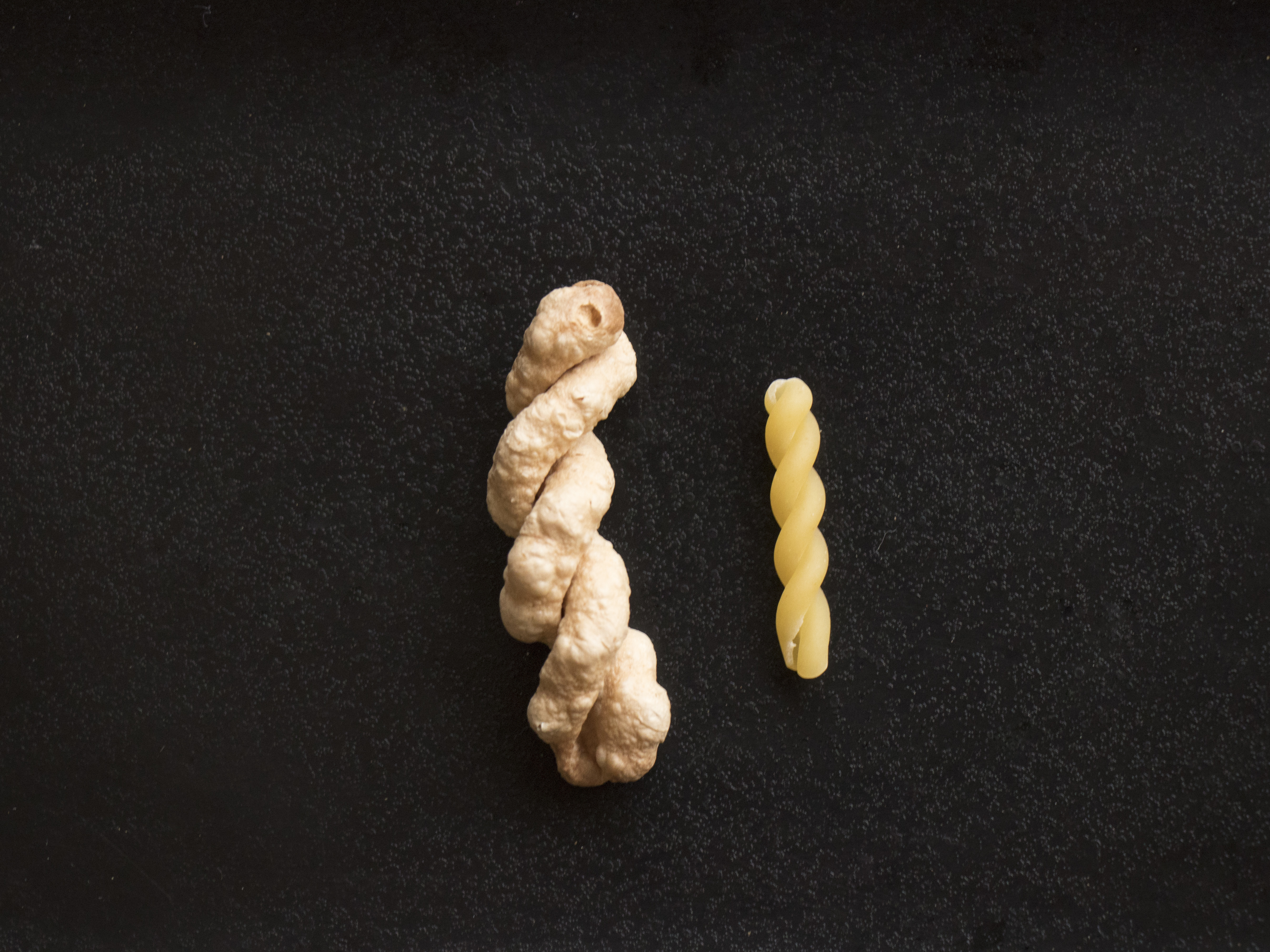 爆義大利螺旋麵，整體麵條變成2-31倍大