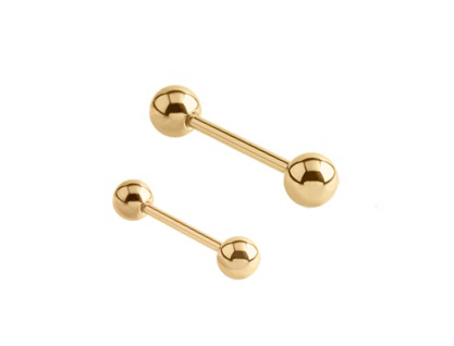 SS316L Gold Plated Surgical Steel Barbell Earrings