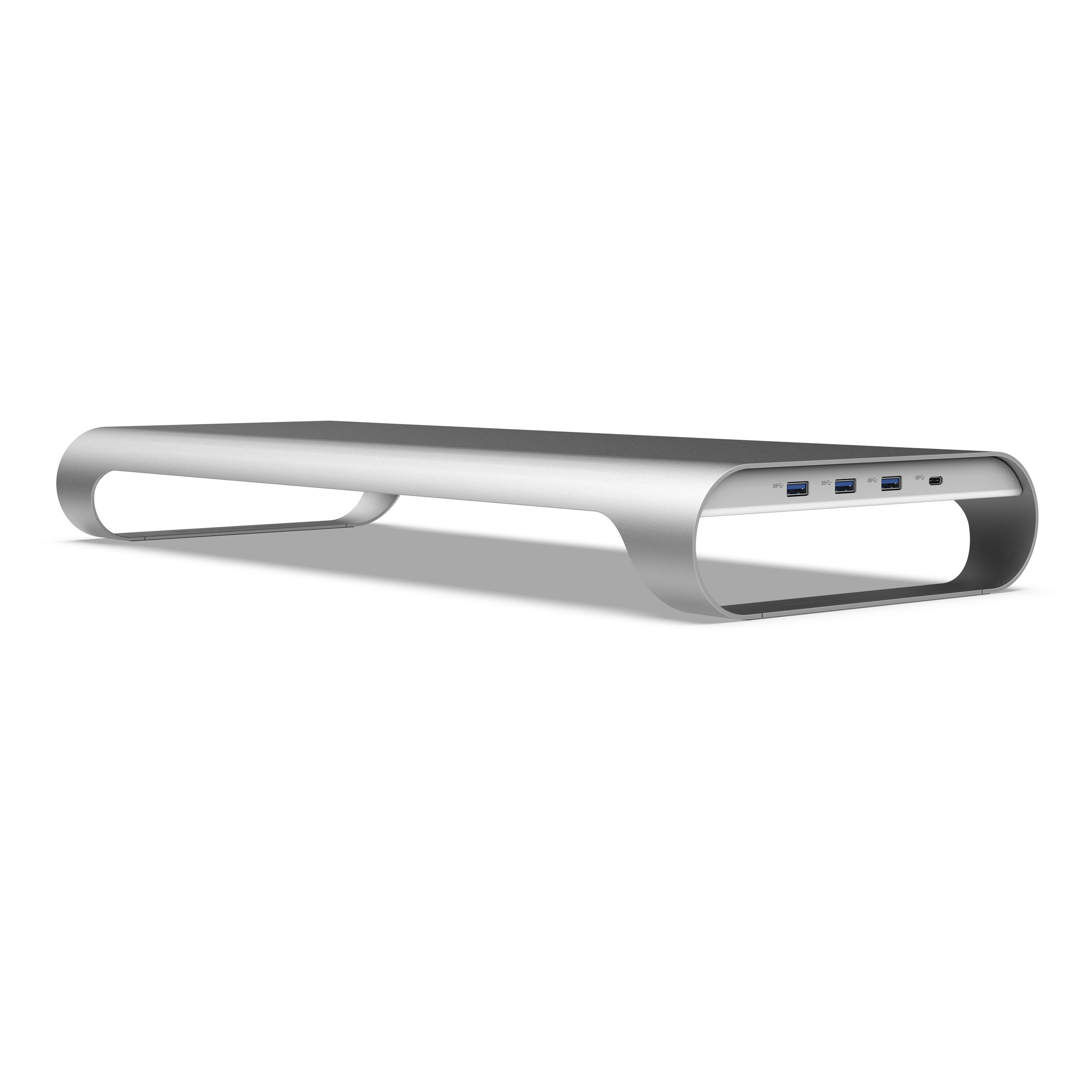 ProBASE C 鋁製多功能螢幕架 USB3.0介面+充電底座+內建抽屜 #北歐銀