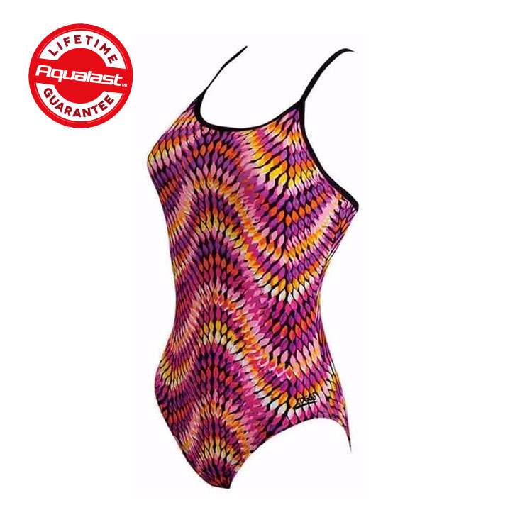 ZOGGS 女性《人魚傳說》細致Y背連身泳衣-粉紫