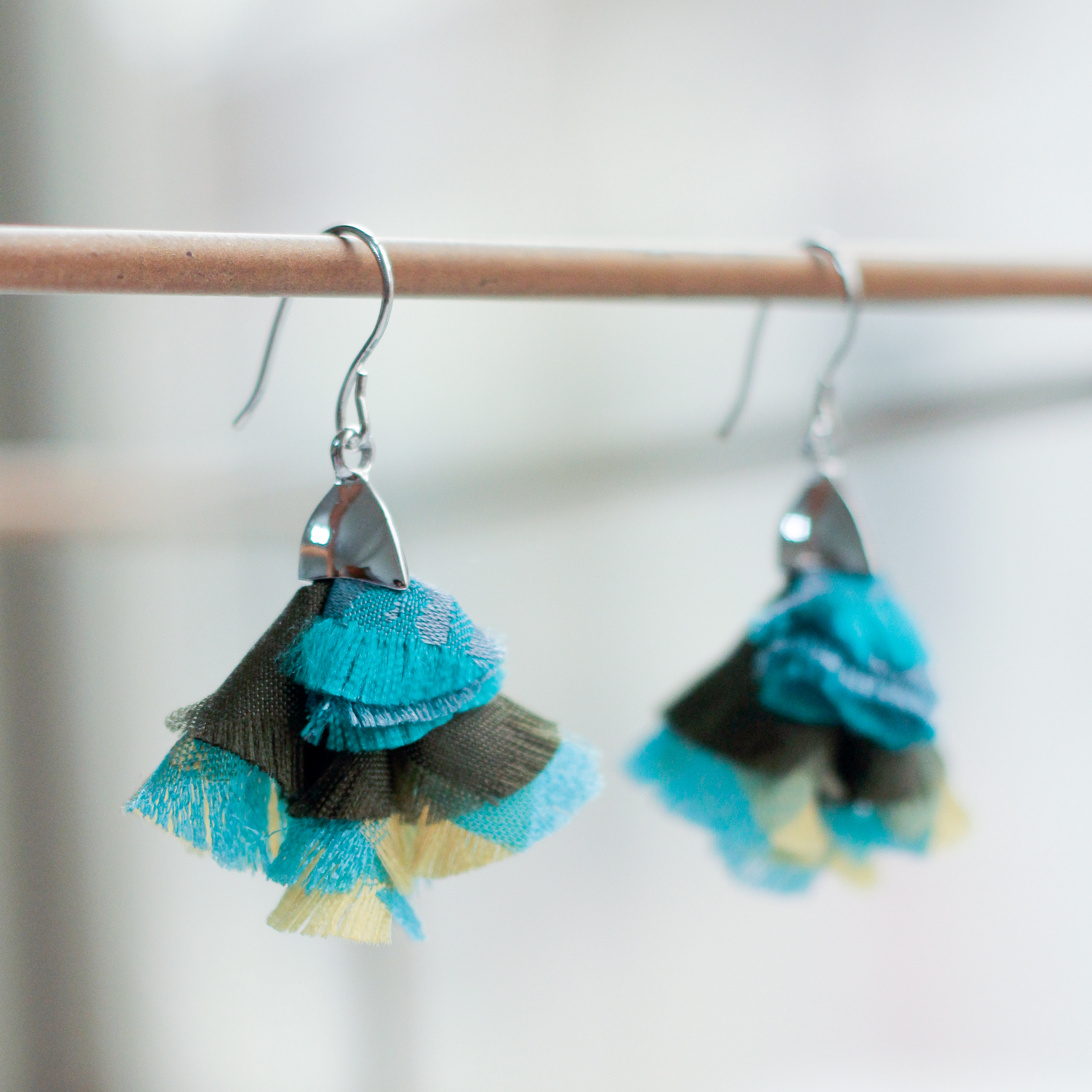 湖光漸層｜絲綢耳環