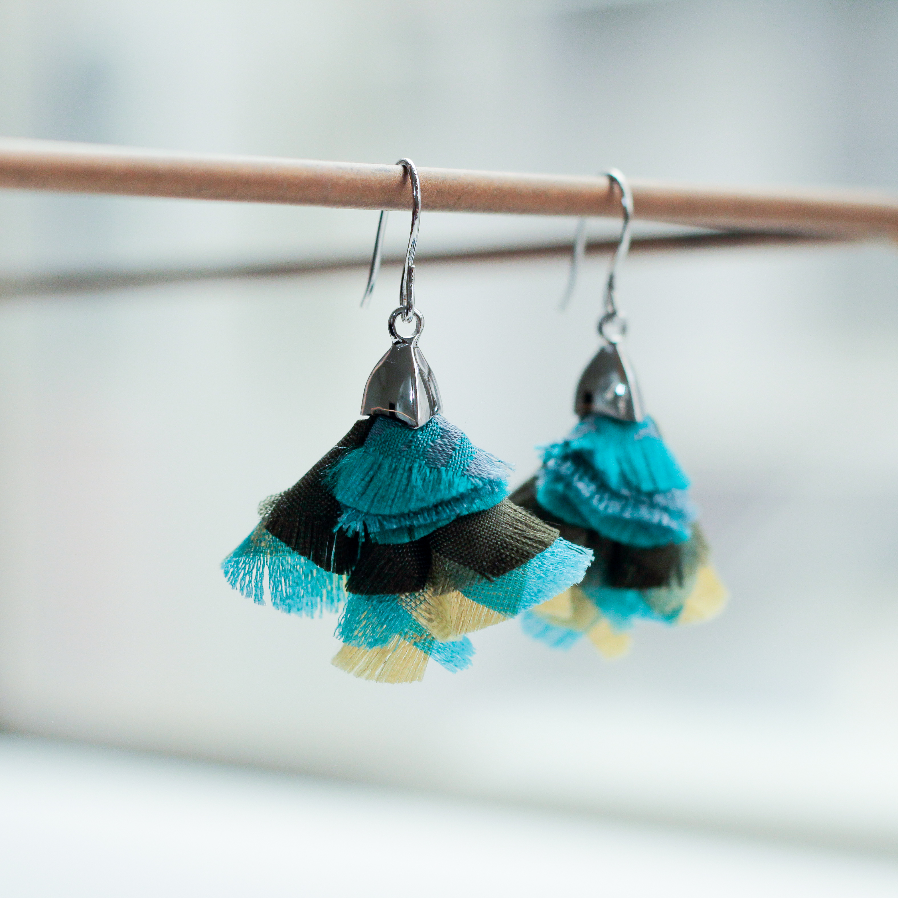 湖光漸層｜絲綢耳環