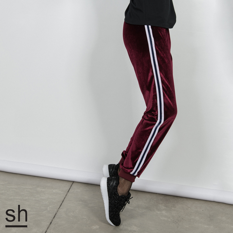 【SH】側白線絨布運動褲