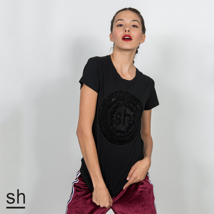 【SH】蕾絲雙圈鑽短袖T恤