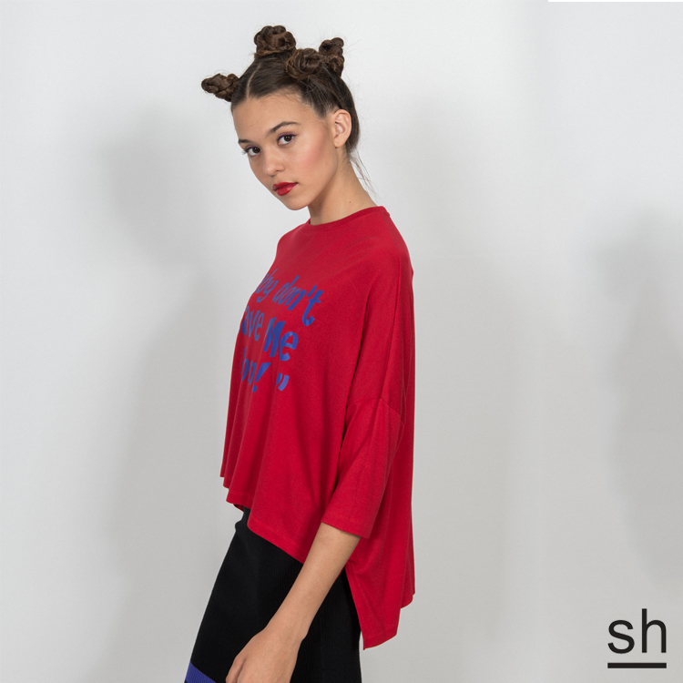 【SH】baby don’t leave me alone 蝙蝠七分袖T恤