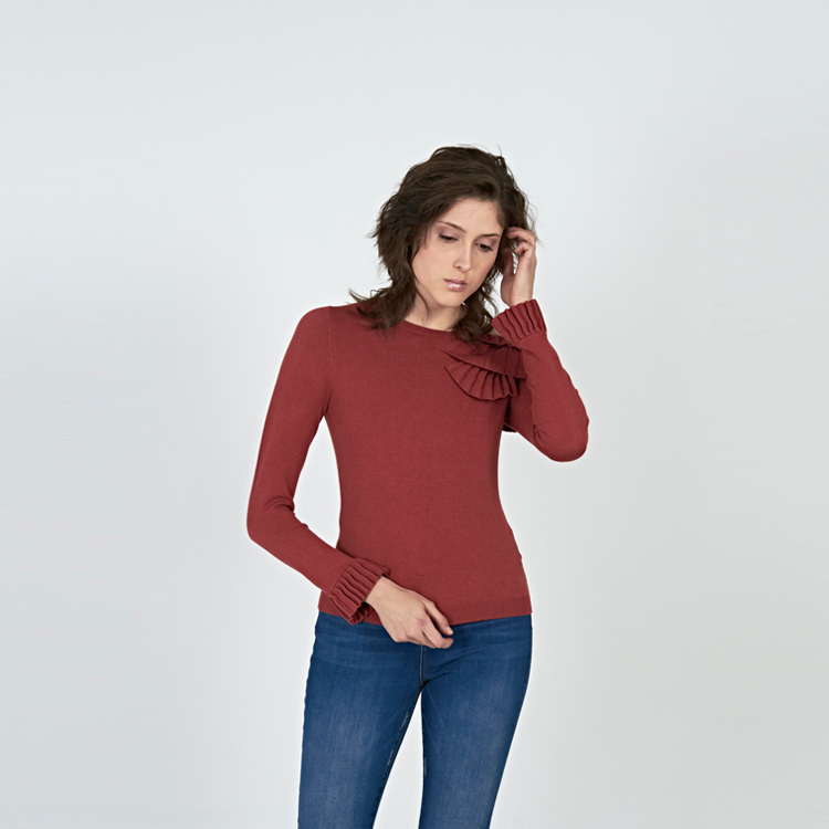 【SILVIAN HEACH】肩部荷葉長袖針織衫