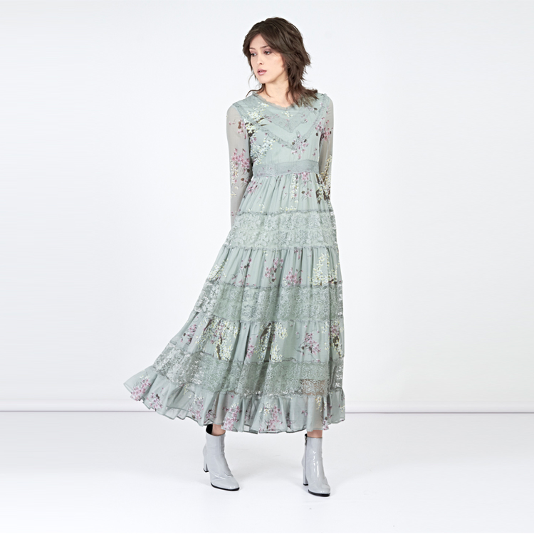 【SILVIAN HEACH】綠色花卉長洋裝