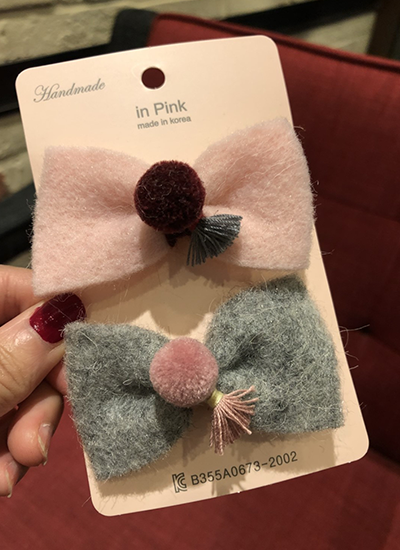 [現貨] 毛球球蝴蝶結髮夾