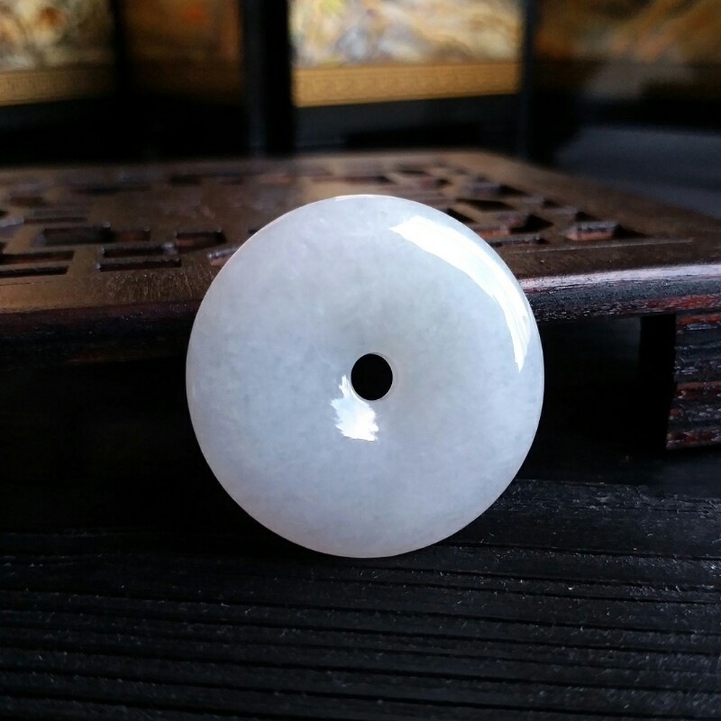 冰白翡平安扣 (29.3mm直徑), 天然翡翠A玉, 緬甸玉, Jade, Jadeite
