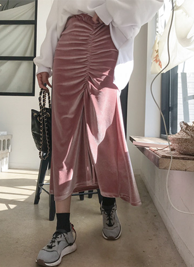 天鵝絨光澤感長裙