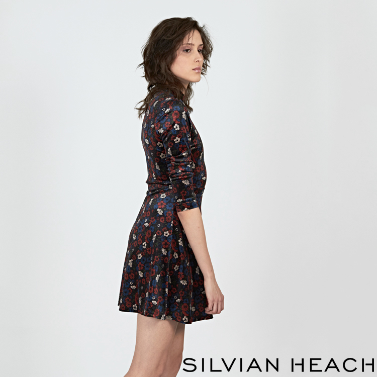 【SILVIAN HEACH】小立領花版長袖短洋裝