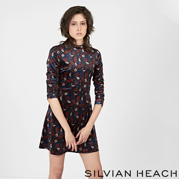 【SILVIAN HEACH】小立領花版長袖短洋裝