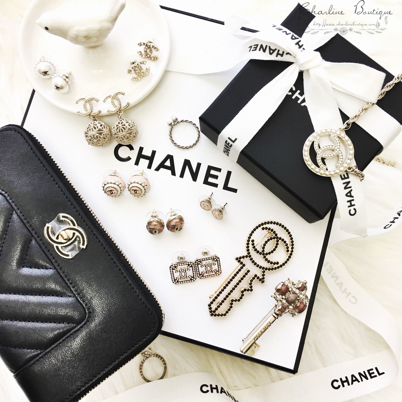 Chanel Earrings 金色雙CC珍珠水鑽耳環-Charline Boutique 精品代購