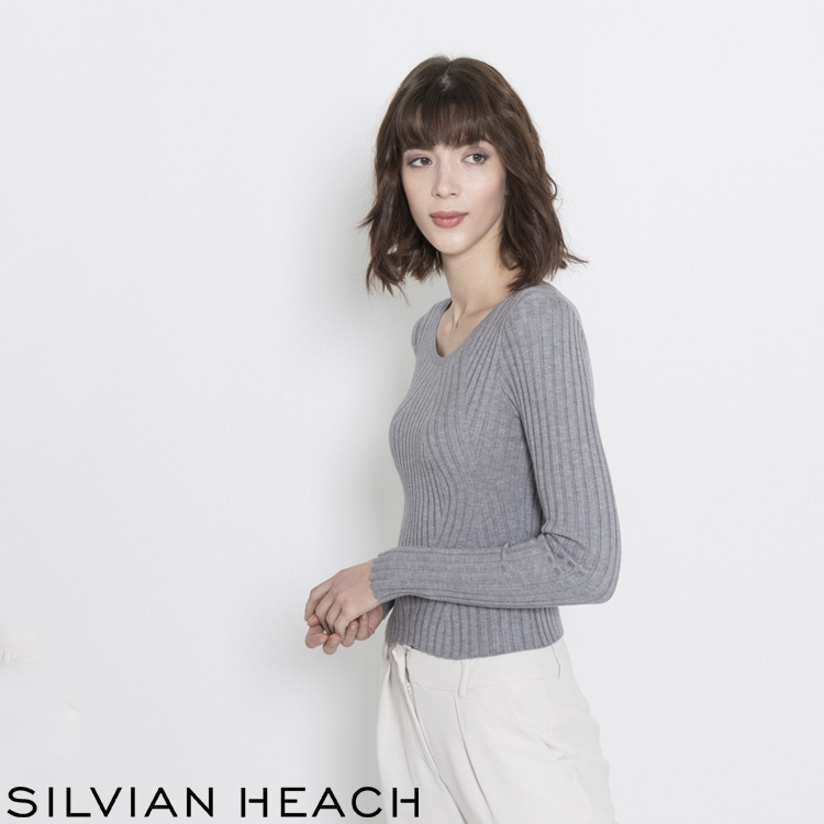 【SILVIAN HEACH】V型紋路圓領長袖針織衫