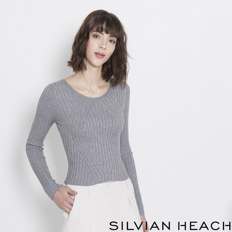 【SILVIAN HEACH】V型紋路圓領長袖針織衫