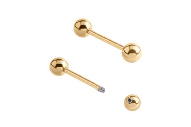 SS316L Gold Plated Surgical Steel Barbell Earrings