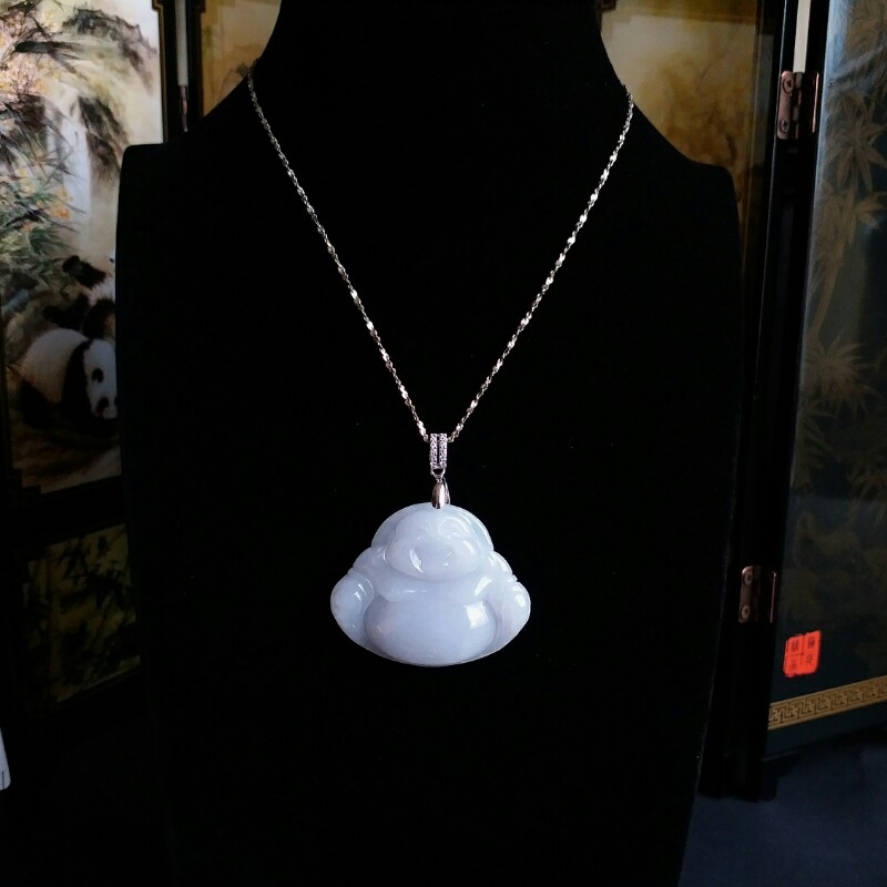 J822 冰淡紫笑佛吊墜