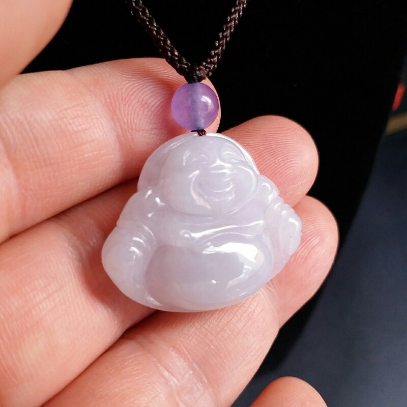 J823 冰淡紫笑佛吊墜