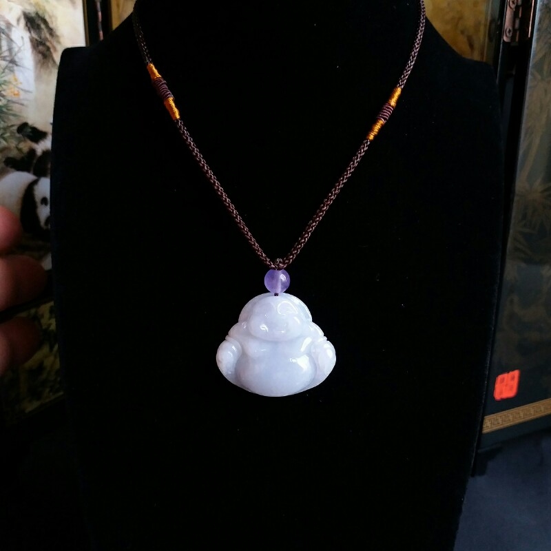 J825 冰淡紫笑佛吊墜