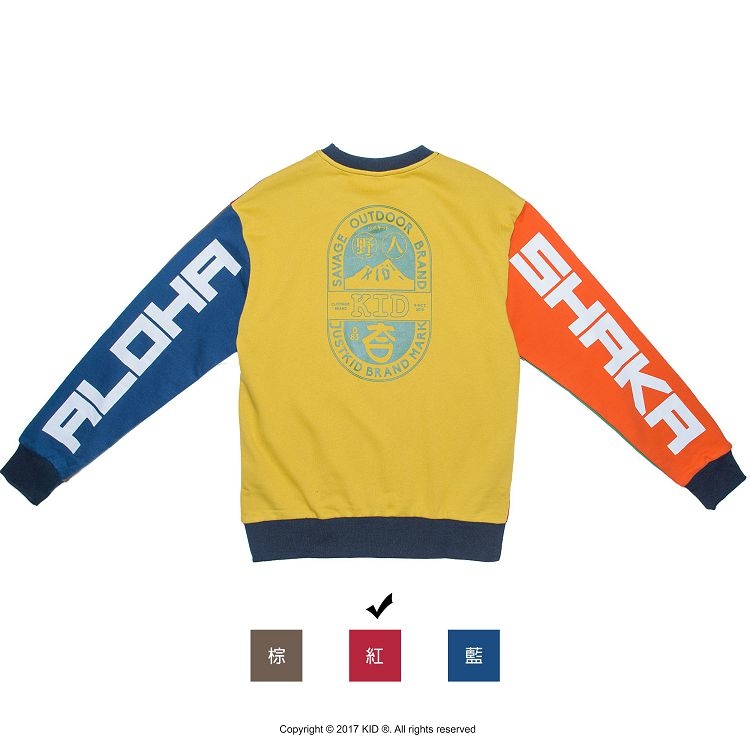 KID ® 夏威夷標語六色拼接大學T 紅