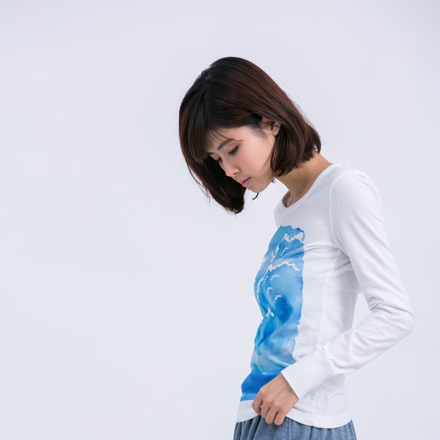 多雲 蜜桃棉 長袖 女T 戀人白
